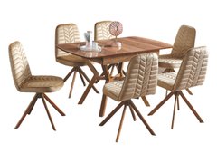 Комплект стіл і стільці LOTUS (6 swivel chairs + dining table 130/170*80*75) (29953)