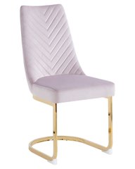 Design Chair ALICANTE-G PINK CAPPUCCINO (Dining chair, pink upholstery, gold metal curved leg)