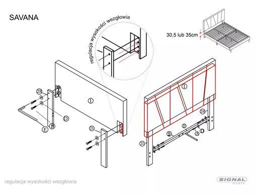 Pat matrimonial Savana Bluvel 28 bej, 102&times;171&times;214 cm