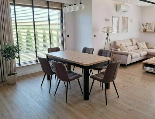 Masă de dining OSKAR STEJAR ARTISAN cu NEGRU MAT (PAL LAMINAT/MDF) 120(200)&times;80 cm