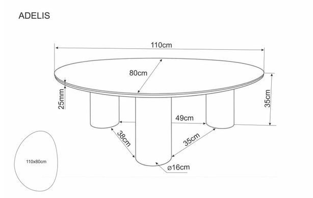 Măsuță de cafea ADELIS ALB PANDORO cu STEJAR (MDF CERAMICĂ/FURNIR NATURAL) 110&times;80 cm