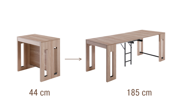 Masă transformabilă PRATО STEJAR SONOMA 44+141(47*3)*80*75 (masă extensibilă cu mecanism, blat din MDF cu strat dublu de melamină stejar sonoma, picior metalic grafit)(29782)