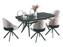 DAISY table and chairs set (6 swivel chairs + dining table 178*98*75)(29963)