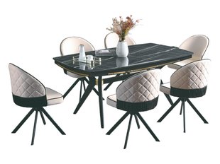 Комплект стол и стулья DAISY (6 swivel chairs + dining table 178*98*75) (29963)