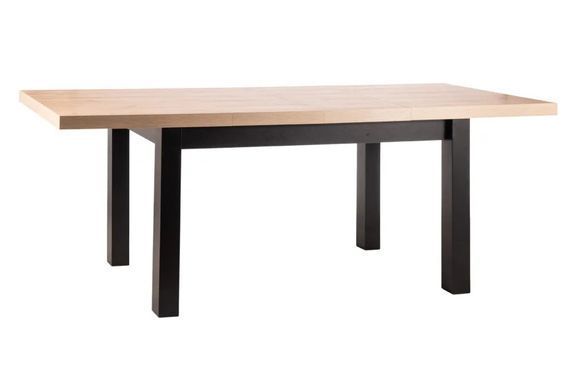 Masă de dining PRESTO STEJAR ARTISAN cu NEGRU (PAL LAMINAT) 140(218)&times;80 cm