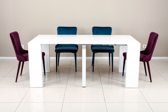 Table transformer PEZARO WHITE GLOSSY [40+(47,5*4)]*95*75 (extendable table with mechanism, white high glossy lacquered table-top MDF, white metal leg)(29560)