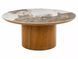 Coffee table RONDO GLOSSY WHITE PANDORO with OAK (MDF, CERAMIC/VENEERED MDF) 80&times;35 cm