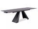 Masă de dining extensibilă SALVADORE, blat din sticlă securizată și ceramică italiană Anthracite, gri, cadru metalic negru mat, 77&times;90&times;180(260) cm