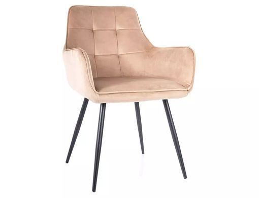 Scaun de dining LEMON VELVET (FRAME BLACK/BEIGE BLUVEL 28) 57*47*85 cm