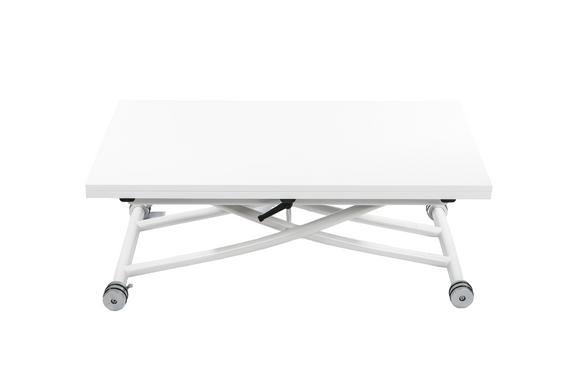 Table transformer RIM-1 WHITE GLOSSY MDF 57/114*100*38,7/76,5 (extendable table with mechanism, table-top MDF white in high gloss, white metal leg)(29691)