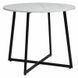 Masă de dining LUNA ALB EFECT MARMURĂ cu NEGRU (PLACĂ LAMINATĂ/METAL) 90&times;76 cm