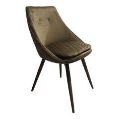 Scaun de sufragerie VALENCIA KHAKI 56*54*85 (scaun de sufragerie, spătar și șezut catifea gri, picioare metal negru acoperite cu catifea gri) (29789)