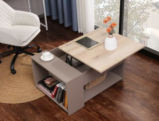 Măsuță de cafea DROP STEJAR ALPIN cu BEJ (PAL LAMINAT) 80&times;60 cm