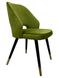 Dining chair Madrid (velor textile upholstery, olive color, metal legs decorated with gold, black color)