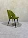 Dining chair Madrid (velor textile upholstery, olive color, metal legs decorated with gold, black color)