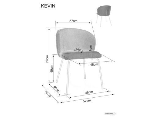 Scaun de dining KEVIN VARDO (FRAME BLACK/GRAY 11) 57*44*79 cm