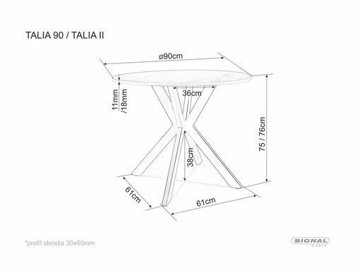 Masă de dining TALIA, blat din ceramică cu efect de marmură, alb mat, cadru metalic negru mat 76&times;90 см