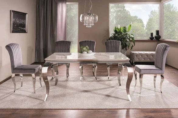 Masă de dining PRINCE CERAMIC ALB cu CROM (CERAMICĂ/OȚEL INOXIDABIL) 180&times;90 cm