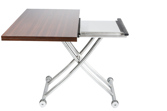 Table transformer RIM-1 WENGE 57/114*100*38,7/76,5 (extendable coffe table with mechanism, table-top MDF with double-side wenge melamine, silver metal leg) (29680)
