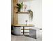 Set măsuță de cafea și 2 pufuri DUAL STEJAR ARTISAN cu NEGRU MAT (MDF FURNIR/METAL/TEXTIL) 120&times;50&times;49 cm