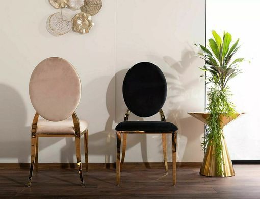 Scaun de dining KING VELVET (FRAME GOLD/BEIGE BLUVEL 28) 47*43*95 cm