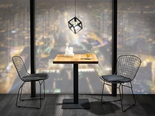 Masă de dining PURO LAMINAT STEJAR NATURAL cu NEGRU (PAL LAMINAT/METAL) 60&times;60 cm