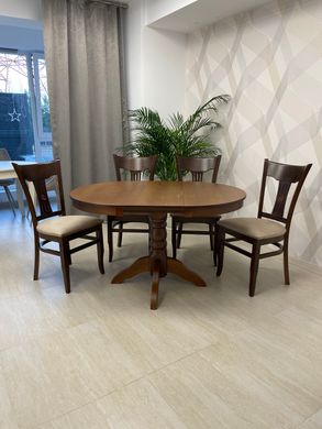 Dining table on one leg folding wooden INVITO, 900/1300 round