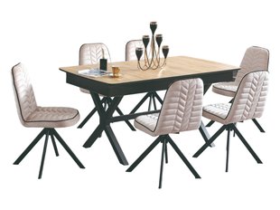Комплект стол и стулья LEO (6 swivel chairs + dining table 160/230*90*77) (29944)
