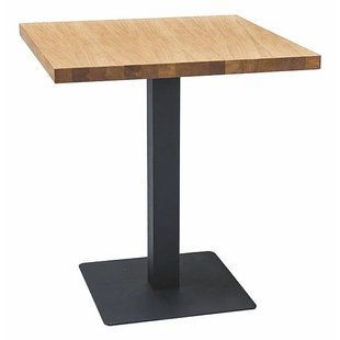 Masă de dining PURO LAMINAT STEJAR NATURAL cu NEGRU (PAL LAMINAT/METAL) 80&times;80 cm