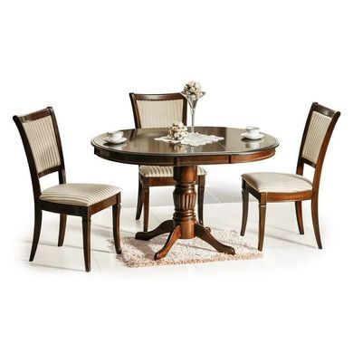 Masă de dining MARGO NUC &Icirc;NCHIS (MDF/FURNIR/LEMN) 90(125)&times;90 cm