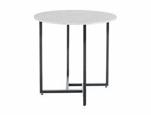 Masă de dining ALTO II ALB EFECT MARMURĂ cu NEGRU (PAL LAMINAT/METAL) 80&times;76 cm