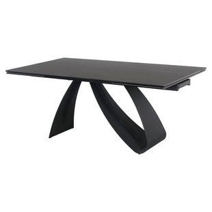 Masă de dining DIUNA CERAMIC NEGRU MAT (STICLĂ SECURIZATĂ/CERAMICĂ/METAL) 160(240)&times;90 cm