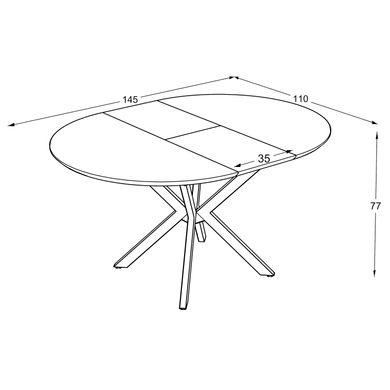 Masă de dining rotundă DOBOK RETRO STONE D110*76 cm (extensibilă, diametru 1,1 m)