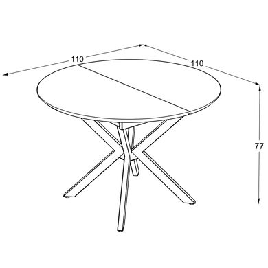 Masă de dining rotundă DOBOK RETRO STONE D110*76 cm (extensibilă, diametru 1,1 m)