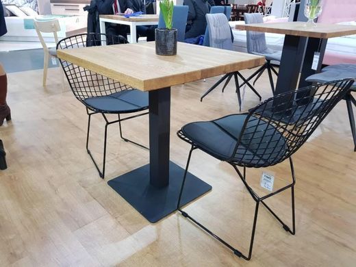 Masă de dining PURO STEJAR cu NEGRU (FURNIR NATURAL/METAL) 60&times;60 cm
