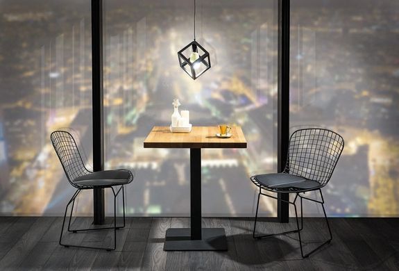 Masă de dining PURO STEJAR cu NEGRU (FURNIR NATURAL/METAL) 60&times;60 cm
