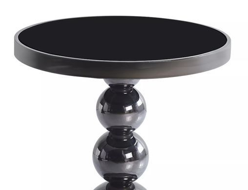Măsuță de cafea RIMA NEGRU cu NEGRU LUCIOS (STICLĂ/METAL) 50&times;56 cm