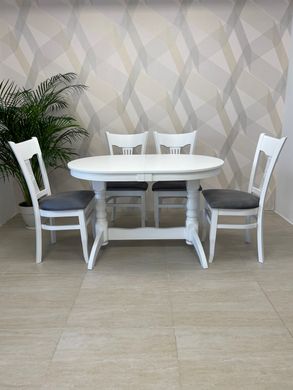 Dining table extendable wooden INVITO WHITE, 1200/1600 oval