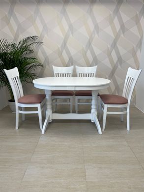 Dining table extendable wooden INVITO WHITE, 1200/1600 oval