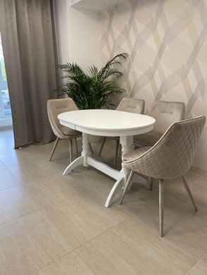 Dining table extendable wooden INVITO WHITE, 1200/1600 oval