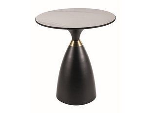 Măsuță de cafea GEMINI ALB EFECT DE MARMURĂ cu NEGRU MAT ȘI AURIU PERIAT (CERAMICĂ/METAL) 50&times;56 cm
