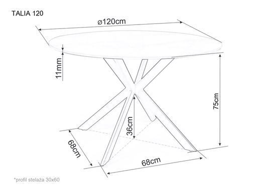 Masă de dining TALIA 120, blat din ceramică cu efect de marmură, alb, cadru metalic negru mat, 120 &times; 75 cm