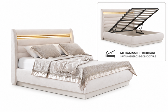 Set de dormitor BERLIN (Pat 180, dulap cu 6 uși, 2 noptiere, masă de toaletă și oglindă)