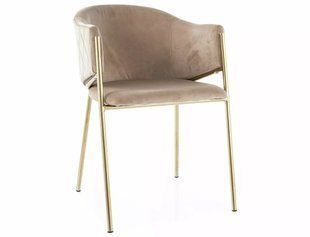 Scaun de dining BONO BEJ (GOLD FRAME/BEIGE BLUVEL 28) 44*55*77 cm