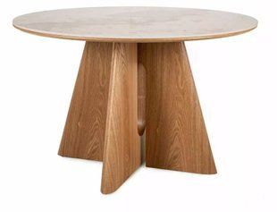 Masă de dining ALZANO CERAMIC ALB PANDORO cu STEJAR (MDF/CERAMICĂ/FURNIR NATURAL) 120&times;77 cm