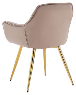 Design Chair VENICE-G BEIGE CAPPUCCINO (Dining chair, beige capuccino upholstery, gold metal curved leg)