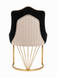 Scaun de dining KING NEGRU (spatele crem) 49,5*60*95