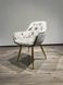 Design Chair VENICE-G BEIGE CAPPUCCINO (Dining chair, beige capuccino upholstery, gold metal curved leg)