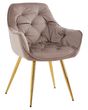 Design Chair VENICE-G BEIGE CAPPUCCINO (Dining chair, beige capuccino upholstery, gold metal curved leg)