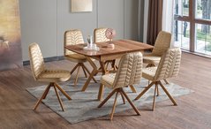 LOTUS table and chairs set (6 swivel chairs + dining table 130/170*80*75)(29953)